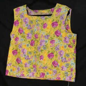 Handmade Floral Tank Top – Yellow/Pink/Purple – P2P 22.5 "